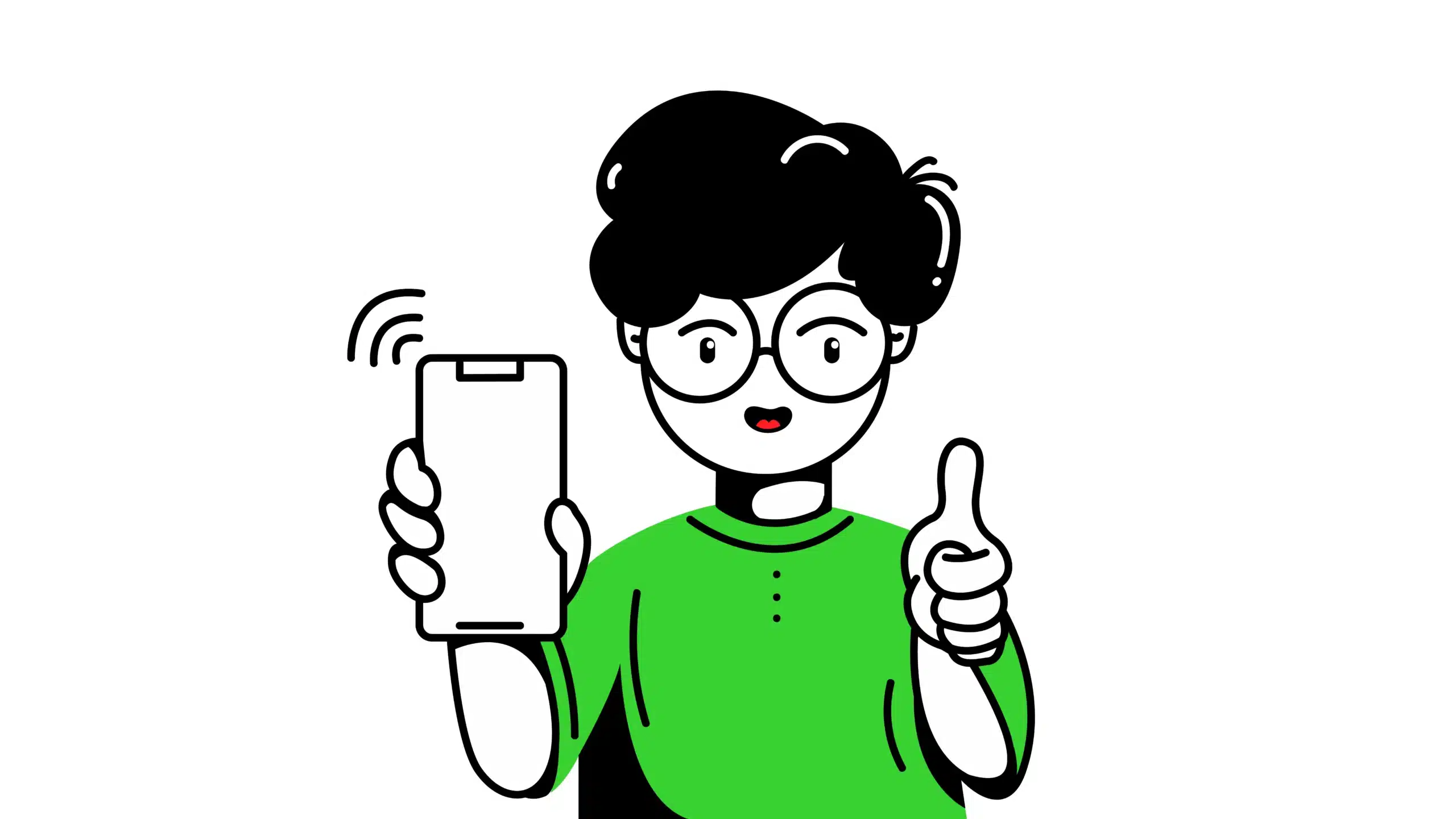 Green Character with book and thumps up